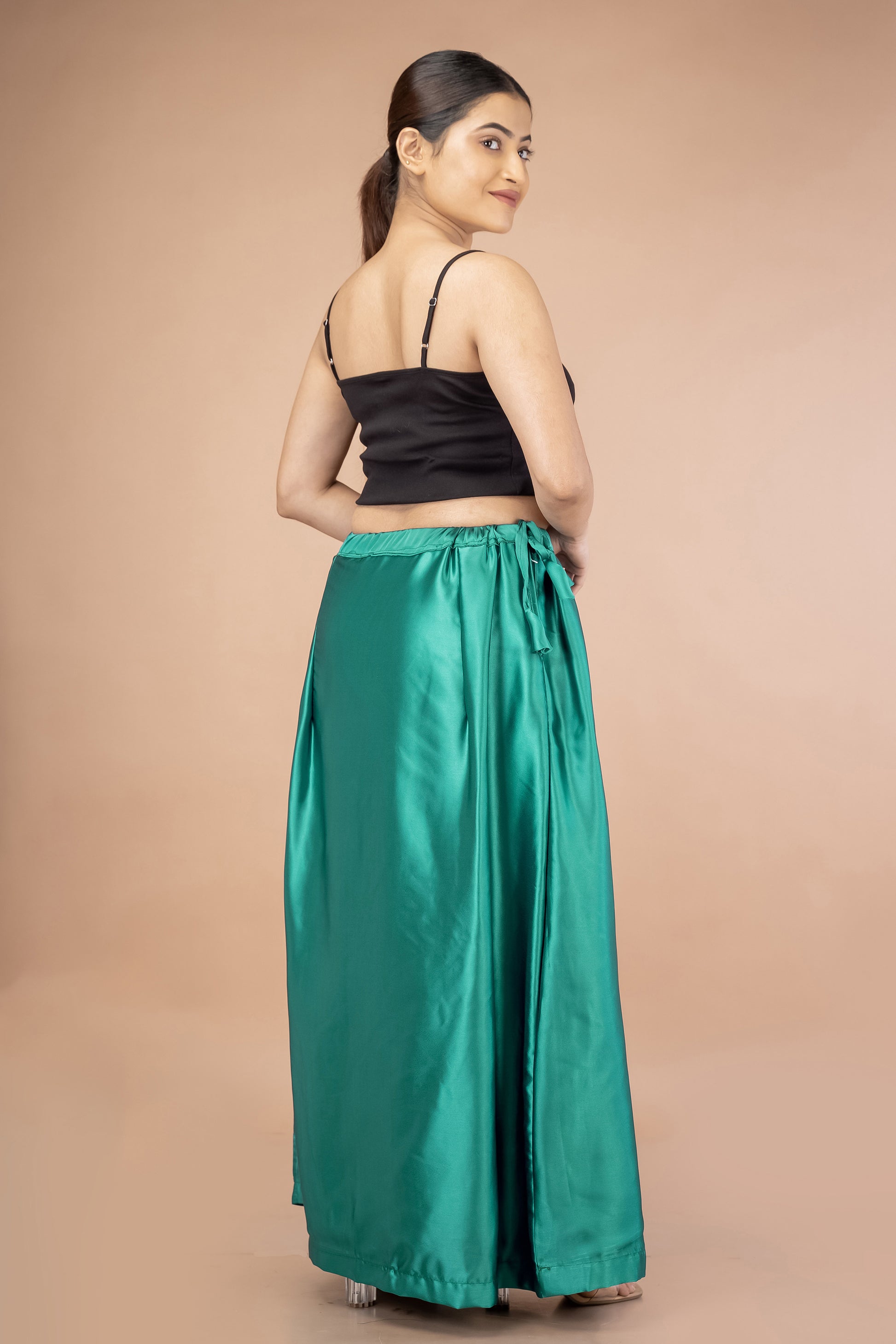 Blue Teals Satin Petticoat - Sarla Creations
