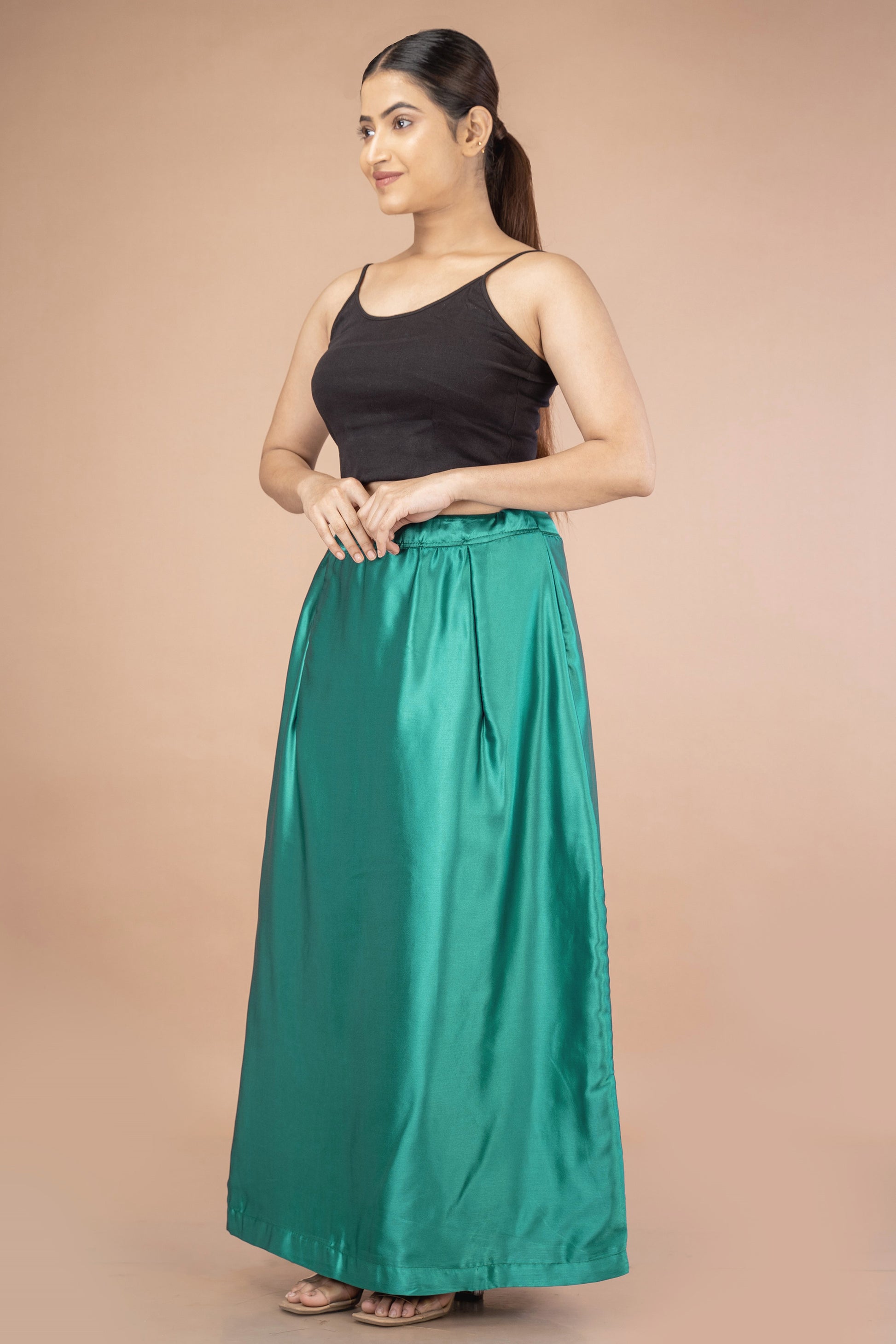 Blue Teals Satin Petticoat - Sarla Creations