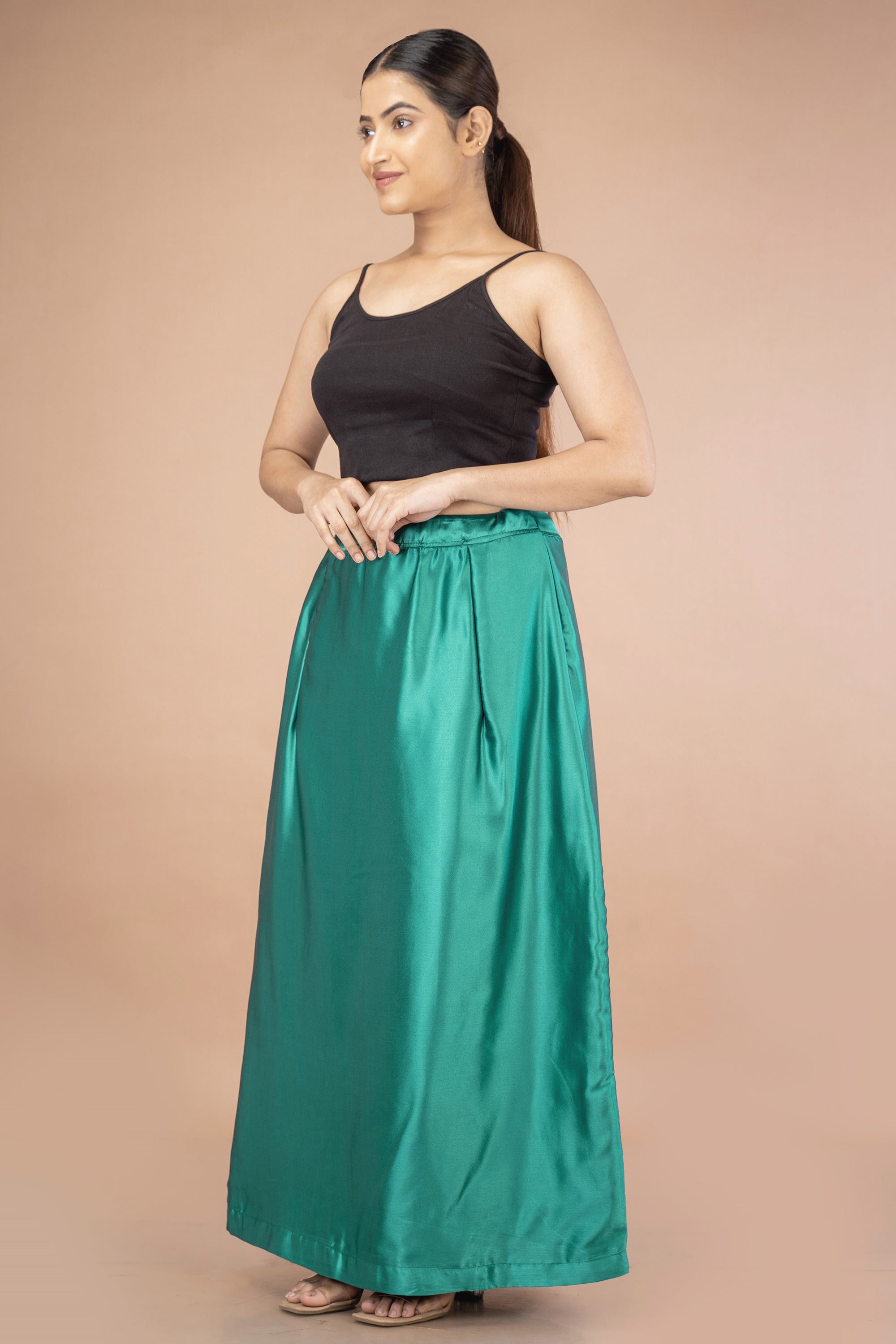 Blue Teals Satin Petticoat - Sarla Creations