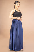 Blue Navy Satin Petticoat - Sarla Creations