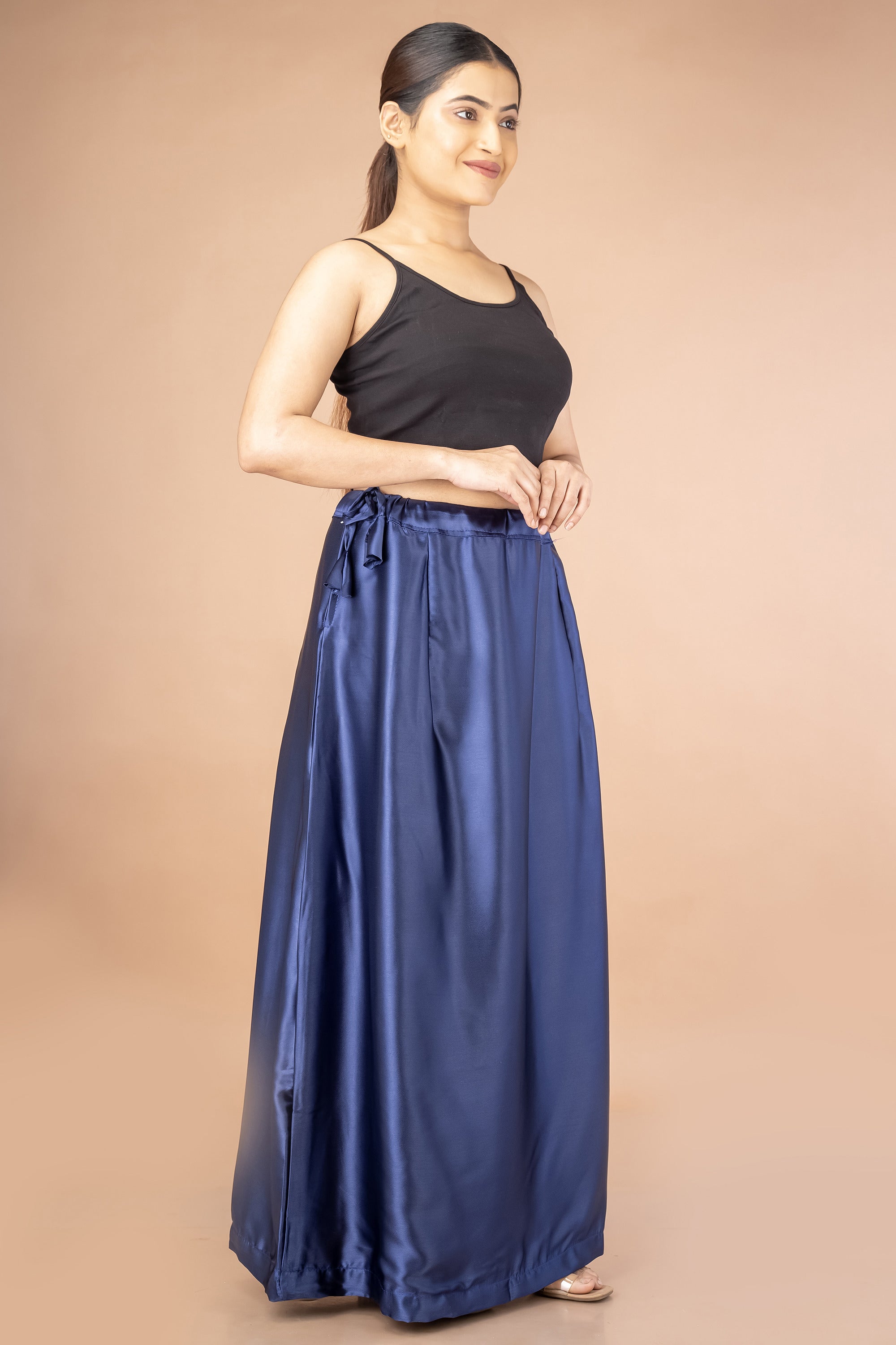 Blue Navy Satin Petticoat - Sarla Creations