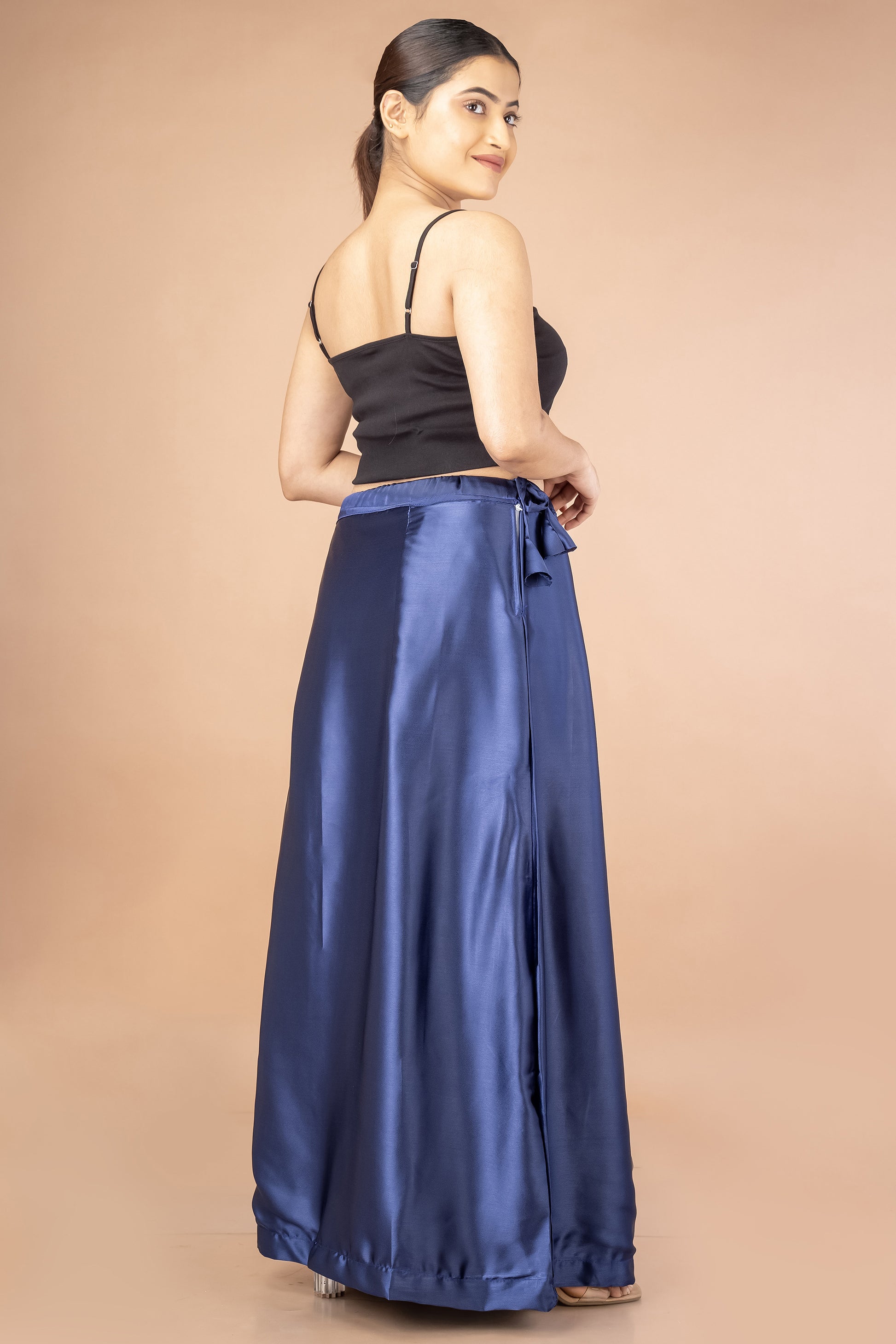 Blue Navy Satin Petticoat - Sarla Creations
