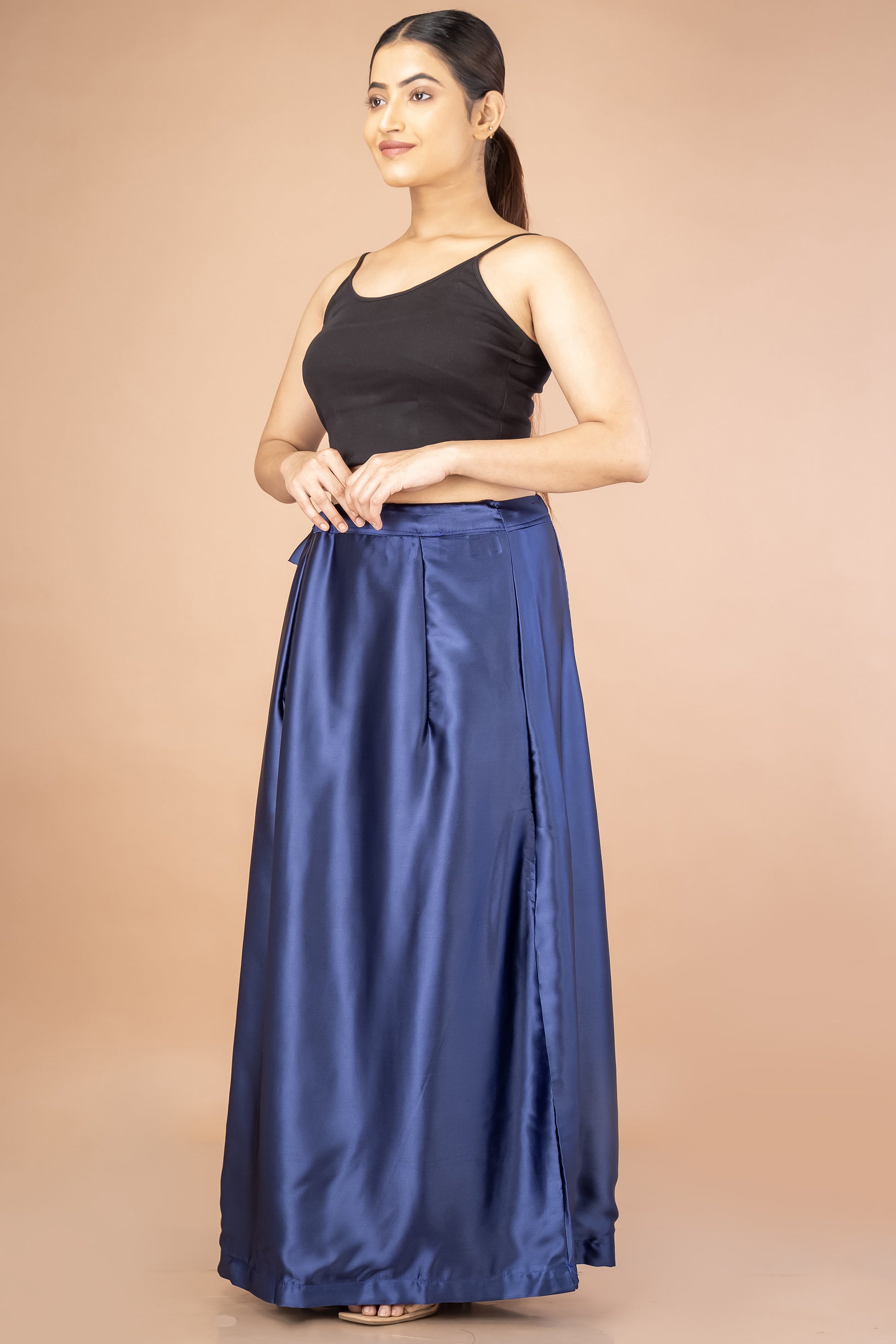 Blue Navy Satin Petticoat - Sarla Creations