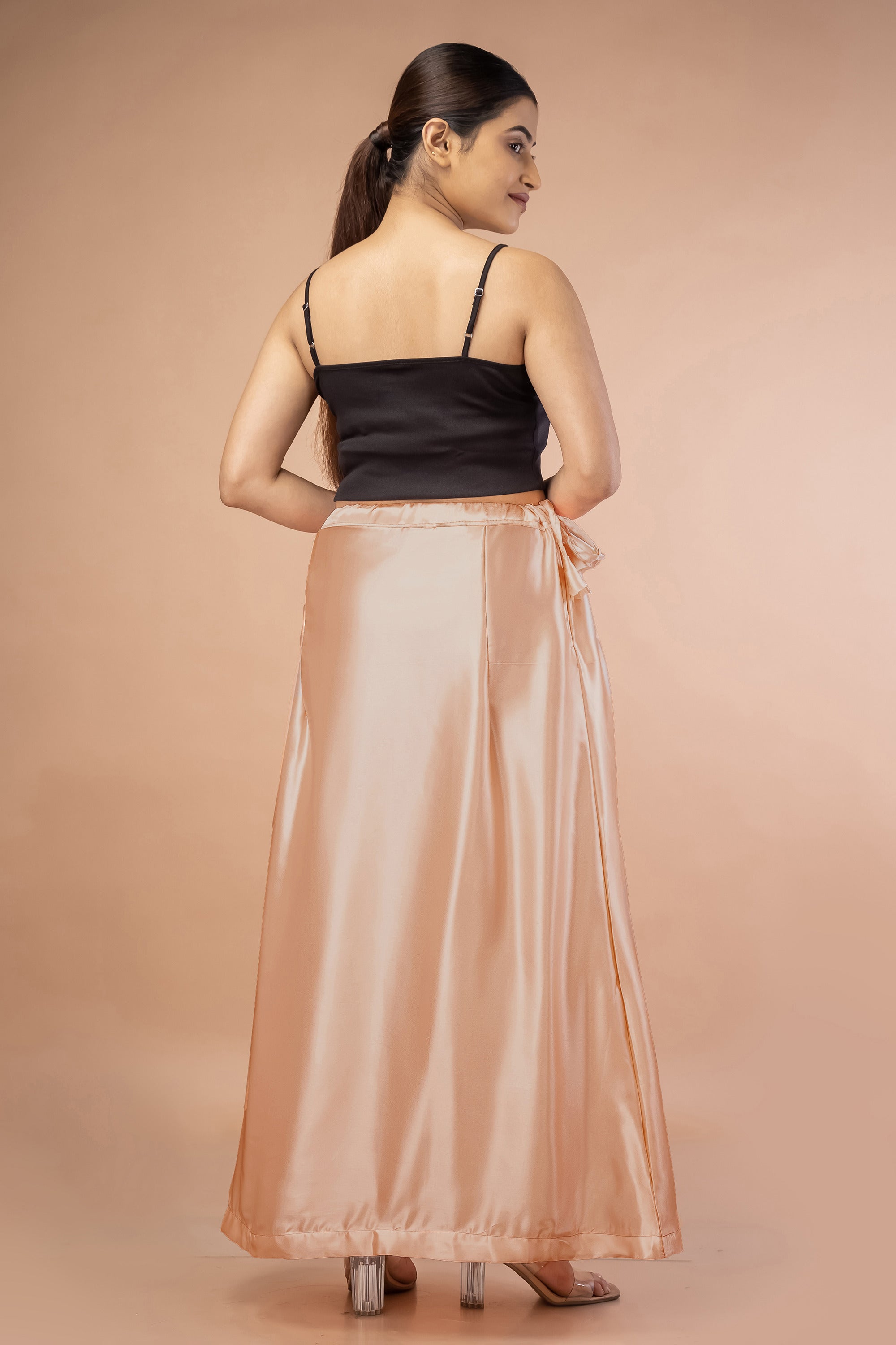 Peach Satin Petticoat - Sarla Creations