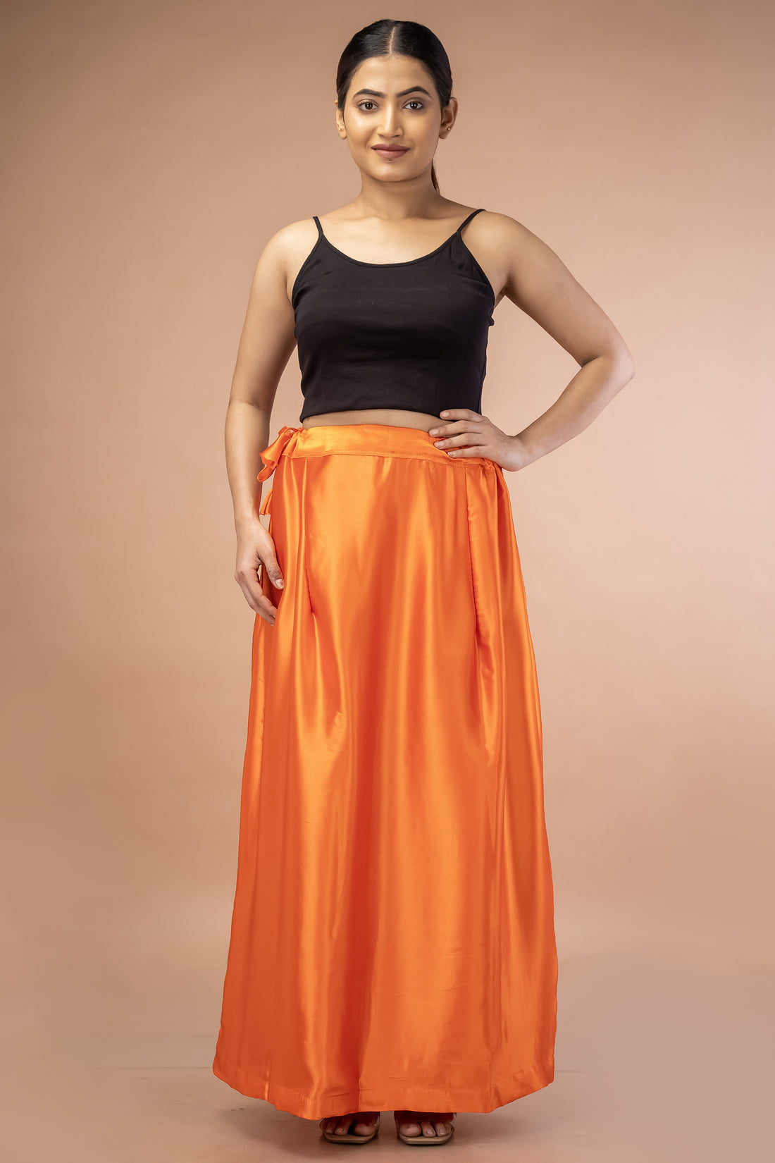 Orange Satin Petticoat - Sarla Creations