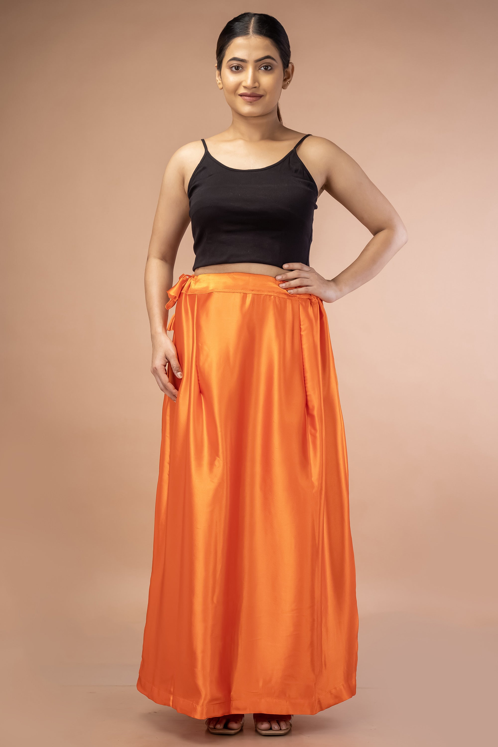 Orange Satin Petticoat - Sarla Creations