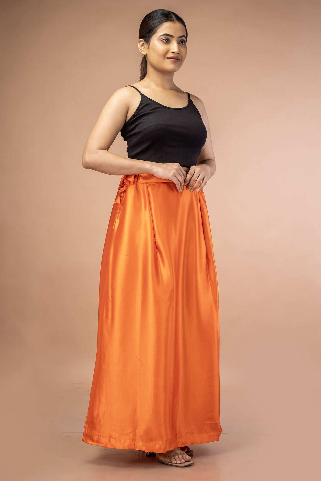 Orange Satin Petticoat - Sarla Creations