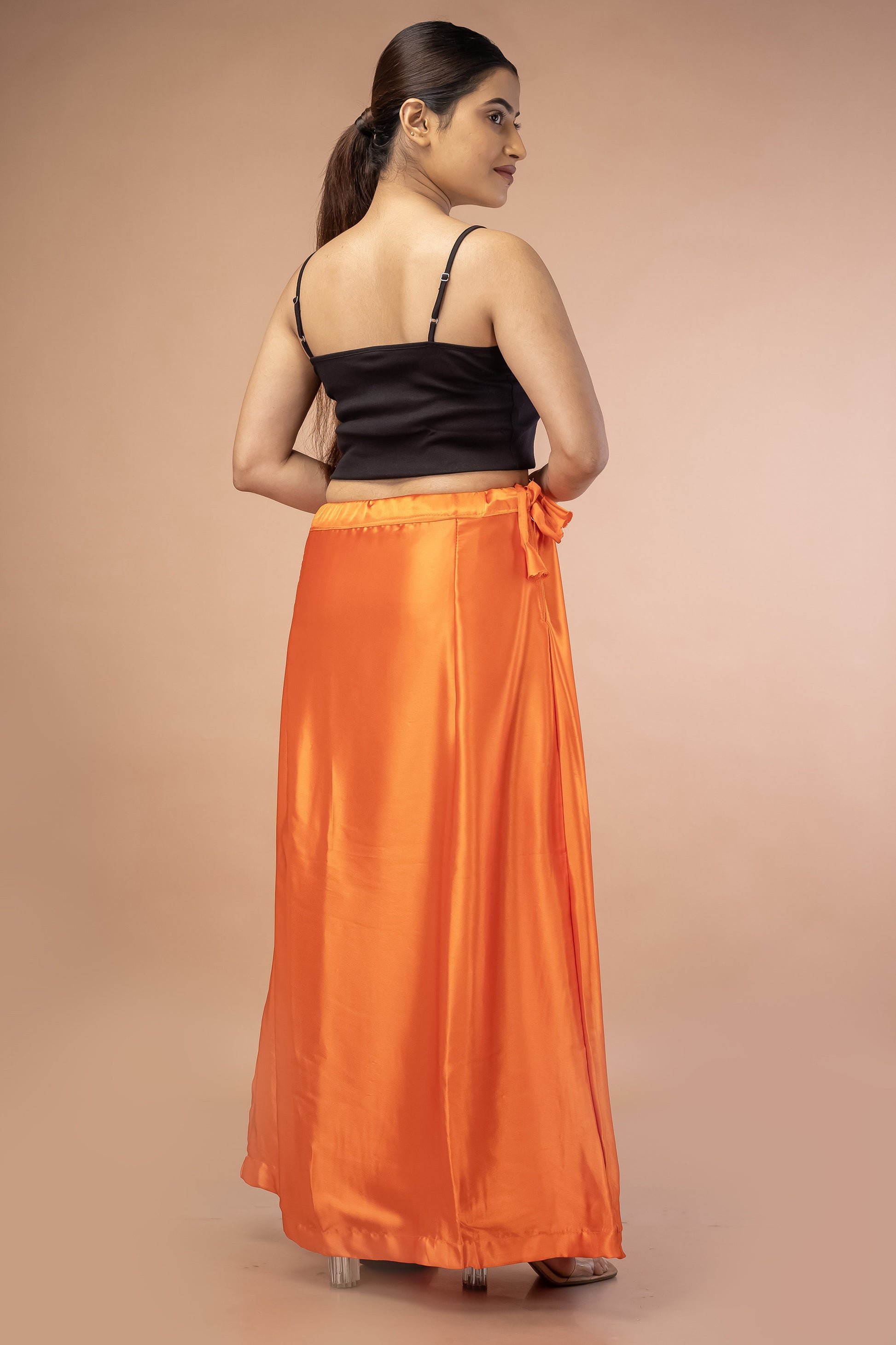 Orange Satin Petticoat - Sarla Creations