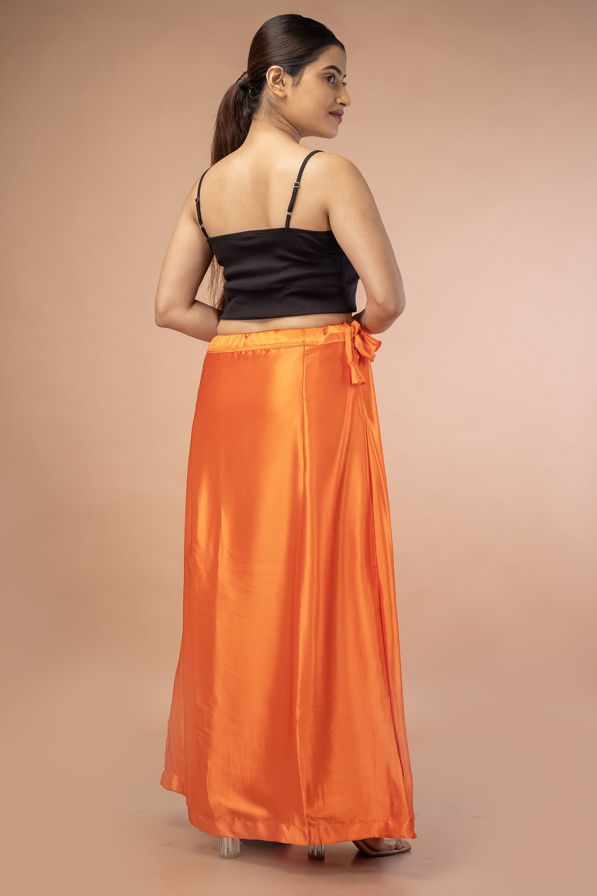 Orange Satin Petticoat - Sarla Creations