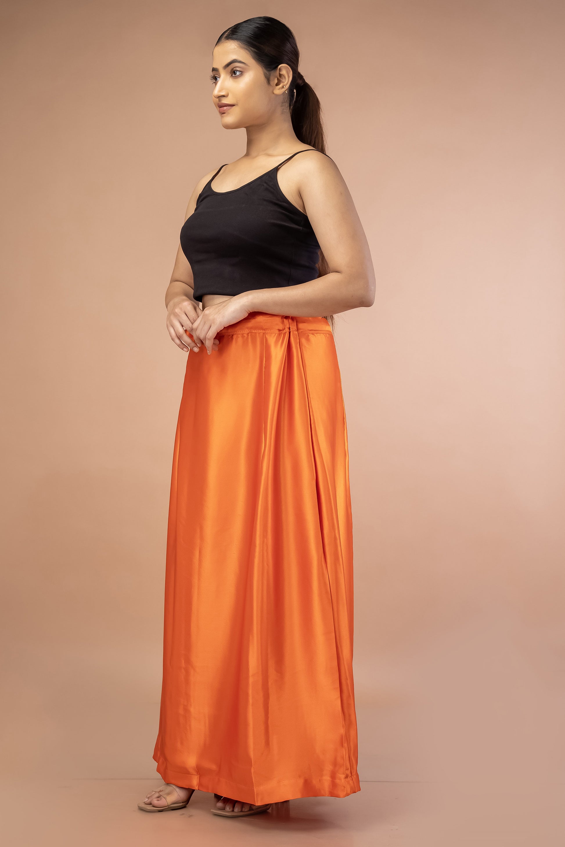 Orange Satin Petticoat - Sarla Creations