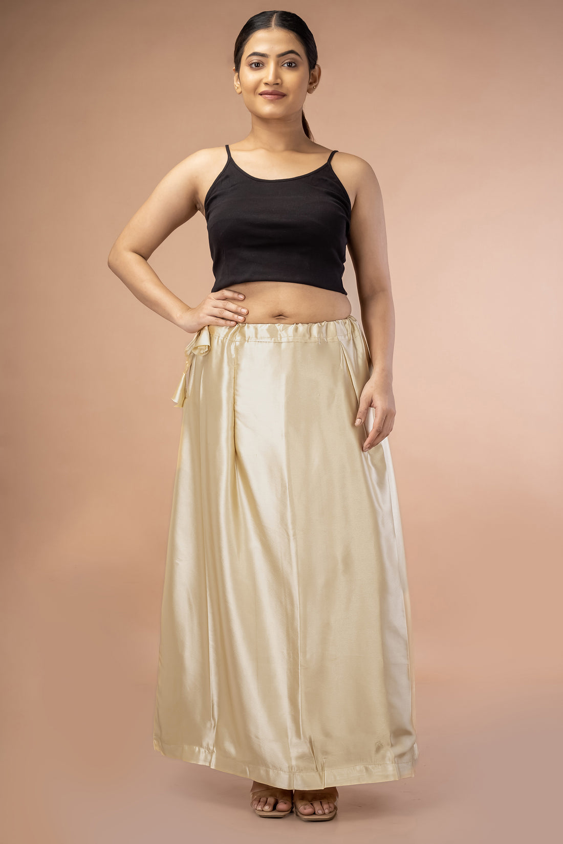 Beige Satin Petticoat - Sarla Creations