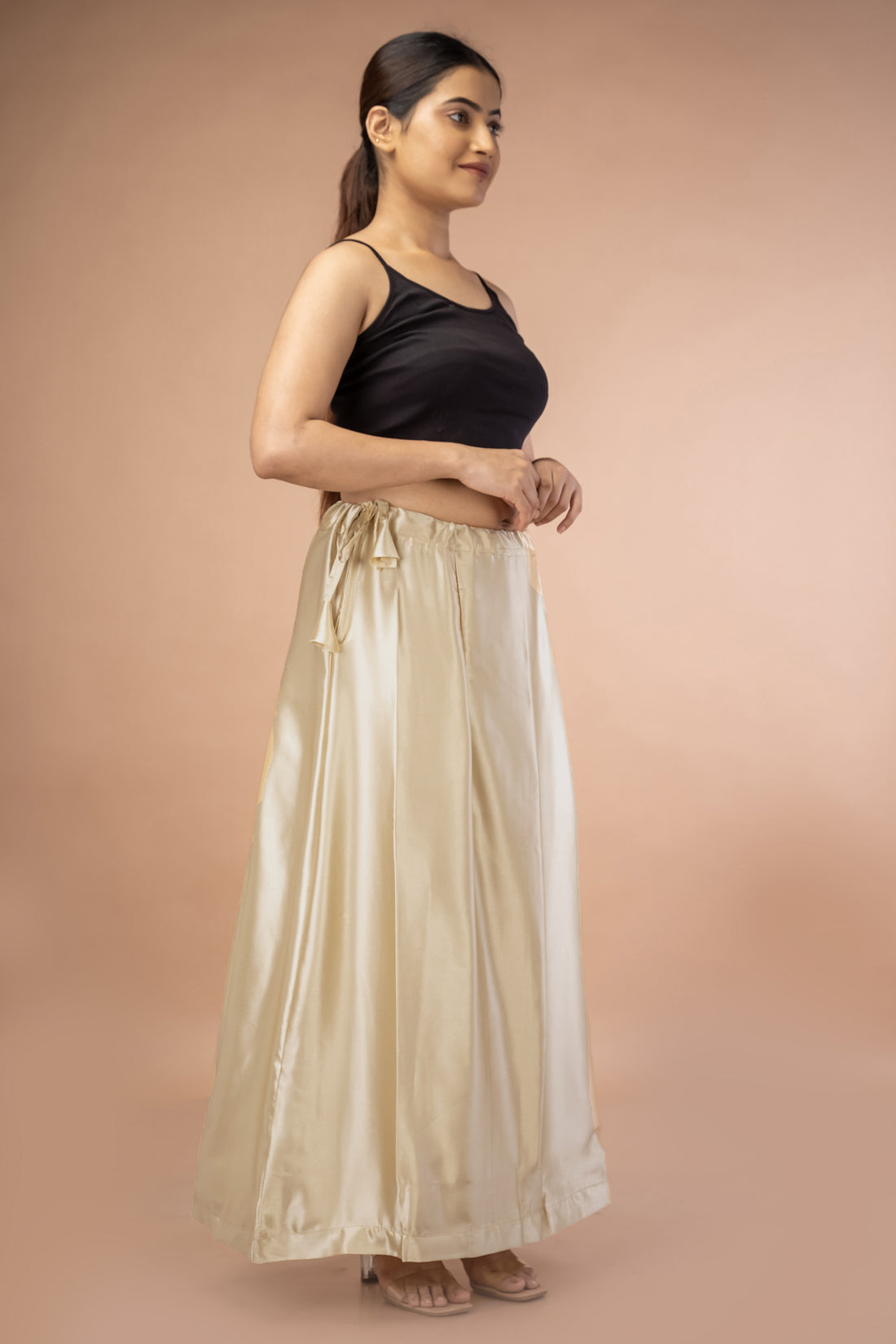 Beige Satin Petticoat - Sarla Creations