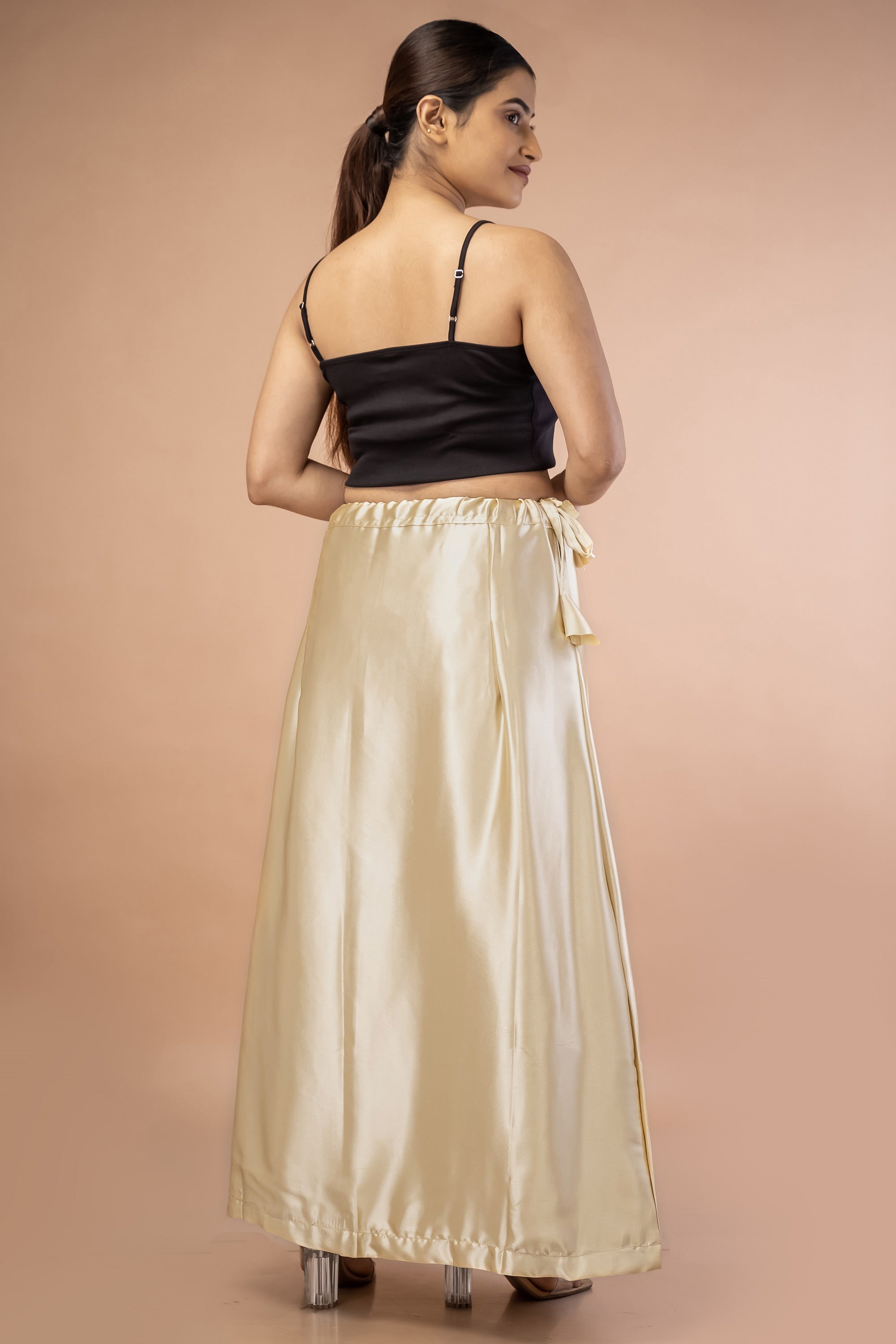 Beige Satin Petticoat - Sarla Creations