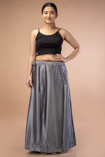 Grey Dark Satin Petticoat - Sarla Creations